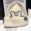 Gorro de punto de oso de invierno para mujer, nuevo gorro de lana versátil, gorro tipo beanie cálido estilo coreano, moderno y lindo