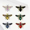 Broche de abeja vintage incrustado con diamantes, broche de aleación con forma de insecto, accesorio de pin decorativo para chaqueta de traje, transfronterizo