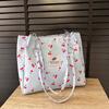 Bolsa Tote Pequena Fresca Estampada de Cereja Moda 2025 Nova Bolsa Feminina Grande Capacidade Estilosa Versátil Bolsa Feminina