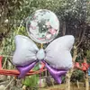 Nuevo Globo Bobo con Estampado de Moño de Papel de Aluminio, Globo Bobo de Trébol de Cuatro Hojas, Globo con Moño para Decoración de Puesto, Decoración de Festival