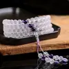 Pulsera optimizada de cuentas de Buda de cristal blanco con 108 cuentas, cuentas de oración del mantra de seis caracteres Dhamaka Sutra esmeriladas, estilo unisex