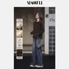 Loja Oficial Dan Nong de Xangai / Suéter de Pelúcia Fina Lã de Ovelha + Caxemira Camada Base Camisa Feminina Estilo Outono Inverno Interna