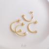 Pendientes Portabeads con Medio Agujero en Forma de C Chapados en Oro de 14K que Conservan el Color con Cierres de Mariposa, Se Pueden Colgar con Perlas, Pendientes DIY, Accesorios para Pendientes