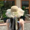 Sombrero de Playa de Paja Raffia Estilo Francés de Ala Ancha Sombrero de Protección Solar para Vacaciones en la Costa 2026 Nuevo Diseño Hueco Sombrero de Paja Parasol para Mujer