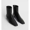 Botines Tote para Mujer, Botines Delgados de Punta Cuadrada, Botines Bajos para Mujer, Botines Franceses de Cuero de Punta Cuadrada para Mujer, Botines de Tacón Grueso
