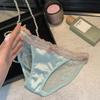Diário de Amor da Primavera ~ Lingerie Sexy de Renda e Cetim Francês Calcinhas Fenda Pura Dopamina Cintura Baixa Feminina