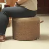 Banqueta Pequena de Corda de Cânhamo para Uso Doméstico, Banqueta Redonda de Madeira Maciça, Banqueta Baixa para Sala de Estar, Banqueta para Sofá de Adulto, Banco Criativo, Banqueta de Assento, Banqueta de Varanda