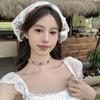 [Chá de Pêssego] Jardim de Monet Cor Dopamina Flor Choker Alça de Pescoço Gola de Pescoço Acessórios Verão Feminino