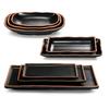 Kaibaiya Plato Negro Restaurante Local de Hot Pot Plato para Sushi melamina Plato para Barbacoa A5 Imitación Porcelana Plato Rectangular