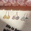 Aretes de Bolas Coloridos Frescos para Niña Aguja de Plata de Imitación 925 Pequeños Mini Estudiante Sencillos Versátiles para Agujeros de Oreja