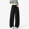 Pantalones de Chándal Grises Pesados de Pierna Recta con Caída, Corte Diagonal, Marca Americana de Tendencia, Unisex, Otoño, Holgados, Pierna Ancha, Deportivos, Cas