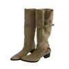Botas de montar hasta la rodilla con punta y hebilla, moda europea y americana Otoño/Invierno 2026, cómodas con tacón grueso