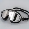Gafas de natación de montura grande de moda electrochapadas al por mayor, gafas de natación impermeables de alta definición para adultos, equipo de natación de silicona, venta directa del fabricante