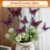 Rojo Rosado Brillante Borde Negro Mariposa Estaca de Halloween Juego de 12 Decoraciones para Jardín Exterior Insertos para Patio