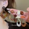 Pendientes Colgantes de Madera de Resina Aguja de Plata, Forma de Semicírculo Gota de Agua Hueca, Aretes Estilo Melard, Pendientes de Diseño Nicho para Mujer