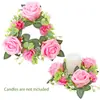 Guirnalda de Candelabros de Eucalipto Decoración Navideña Guirnalda Círculo de Cera Rosa Accesorios para Ventana Mesa de Comedor Arreglo de Boda Flores Artificiales