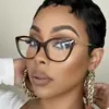 Gafas de Estilo Europeo y Americano Personalidad Ojo de Gato Sin Graduación para Mujer, Nuevos Marcos de Gafas de Moda Retro Tendencia Anti Luz Azul