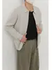 Cardigan com Zíper e Lapela Texturizado Despojado Cool Estilo Old Money Masculino Outono Casual Relaxado Quente Tricô Suéter Casaco