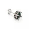 Brincos de aço titânio com zircônia oval incrustada de quatro garras senso de nicho de alta qualidade de personalidade brincos simples masculinos e femininos joias de ouvido