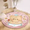 Tapete de Chão Redondo Fofo de Desenho Animado Imitação de Caxemira, Tapete Absorvente, Tapete Decorativo para Sala de Estar, Quarto, Cabeceira de Cama, Tapete de Pé Resistente ao Desgaste
