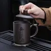Caneca de Chá para Escritório de Areia Roxa Mineral Original com Gravação, Caneca de Água Grande Personalizada com Tampa, Xícara de Chá, Caneca de Cerâmica, Personalizada