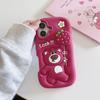 Lindo Oso Fresa Adecuado para Funda de Teléfono Móvil Apple 16Promax 15Pro Resistente a Caídas Iphone14 Silicona 13/12 Femenino