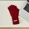 Luvas Quentes Econômicas de Mistura de Lã Básica para Mulheres Inverno Cor Pura Coreanas para Uso Externo Ciclismo Luvas à Prova de Frio