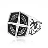 Joyas Vintage al por Mayor Anillo de Acero de Titanio para Hombre Anillo de Cruz Estrella Timón