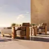 Combinação de Sofá de Madeira Maciça para Exterior Designer Villa Pátio Cama de Lazer Totalmente Teca Cama Pousada Mobília de Jardim para Exterior