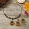 Pendientes de collar estilo indio vintage, traje exótico exquisito con borlas de perlas y diamantes de imitación, cadena de clavícula, pendientes de corte