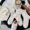 Calcetines Finos de Encaje para Mujer de Verano, Malla Transpirable, Oso de Dibujos Animados Lindo, Estilo de Escuela Japonesa, Calcetines Femeninos hasta la Pantorrilla