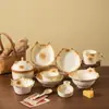 Tazón de ramen para gato estilo japonés con decoración bajo vidriado, alto valor estético, vajilla de cerámica para el hogar, plato, tazón para ensalada de frutas, tazón para arroz, plato de cena