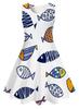Vestido de Verano Transfronterizo Europeo y Americano Fresco Dibujos Animados Lindo Peces Marinos Impresión Digital 3D para Niñas Sin Mangas
