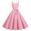 Foto real en stock 2023 Amazon francés verano venta caliente sexy tirantes retro estilo Hepburn vestido acampanado
