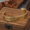 Pulseira Aberta Vintage em Aço Inoxidável Oco Estilo Viking, Item Popular de Venda Quente Transfronteiriça na Europa e América, Pulseira Aberta Vintage