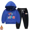 Conjunto de dos piezas de sudadera con capucha para niños y niñas para otoño e invierno, estilo nuevo, forro polar, engrosado, ropa de invierno cálida