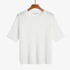 Suéter Camiseta de Punto de Seda Helada con Calados Estilo Western Azul Niebla Corte Francés Verano 2024 Nuevo de Manga Corta para Mujer 100kg