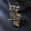 Broche Animal de Alto Padrão Europeu e Americano Mais Vendido Transfronteiriço Liga de Zinco Diamante Coruja Fofa Exquisita Alfinete para Suéter Jaqueta