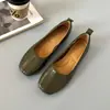 Estilo Coreano Temperamento Moderno Retrô Bico Quadrado Baixo Sapatilhas para Mulheres Fundo Plano Slip-on Para Ir ao Trabalho Confortável Couro Macio Sapatos de Vovó