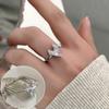 Anillo Minimalista de Corazón Hueco para Mujer, Geométrico Irregular Apilable Dulce Fresco Moda Versátil Anillo Abierto Anillo para Dedo Índice Moderno