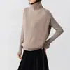 Chaleco de Punto Liso Simple de Cuello Alto LEKA 2026 Otoño/Invierno Nuevo Sin Mangas Chaleco Jersey para Superponer