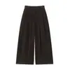 Pantalones Acampanados Cortos de Pana de Nueve Puntos para Mujer Otoño/Invierno 2026 Retro de Cintura Alta Sueltos Adelgazantes Versátiles de Pierna Ancha de Ocho Puntos Casuales