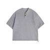 FEE Camiseta Casual Retrô Japonesa Versátil de Manga Curta Masculina Verão Camiseta Básica com Gola Henrique Cor Sólida DX7059