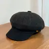 Boina de Lã Grossa com Pontos Coloridos para Mulheres, Outono e Inverno, Emagrece o Rosto, Chapéu Octogonal Versátil, Circunferência da Cabeça Grande, Chapéu de Boina de Pintor Quente