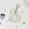 Portatarjeta de identificación estilo Ins de 1.0 pulgada, alas de ángel de acrílico, llavero de foto abanico, colgante para bolso