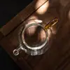 Tetera verde transparente con asa, juego de té de vidrio de borosilicato de alta calidad, tetera de mano, juego de té de kung fu para el hogar