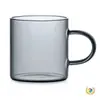 Q Taza de té pequeña de vidrio gris ahumado, taza pequeña negra, taza de degustación resistente al calor, taza de maestro, taza con asa pequeña