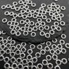 Aleación Plata Brillante Disco Pieza de Cuentas Envueltas Patrón Martillado Cráter Anillo Corredizo Hecho a Mano DIY Pulsera Material de Joyería con Cuentas