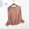 Camiseta de manga larga para mujer, nuevo estilo primavera y otoño, moderna y versátil, camiseta básica de modal, corte ajustado, top escote en V adelgazante, a la moda