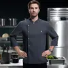 Ropa de Trabajo Elástica Gris Etiqueta Hotel Chef Otoño e Invierno Manga Larga Hotel Restaurante Occidental Cantina Cocina Ropa de Trabajo